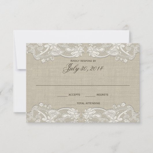 Floral Lace Design Huwelijksreactie RSVP Kaartje (Voorkant)