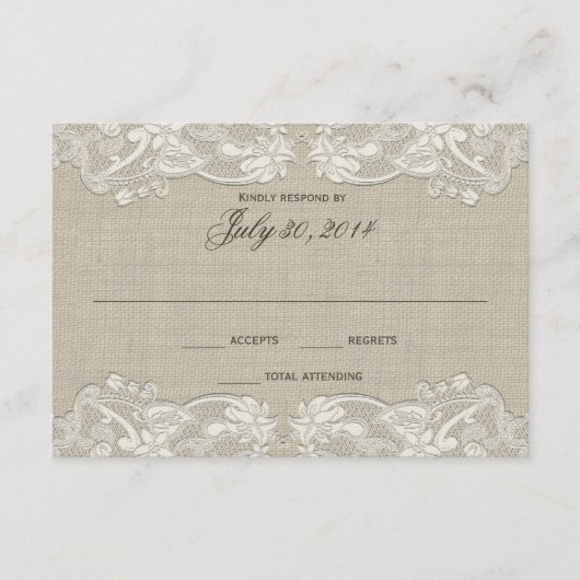 Floral Lace Design Huwelijksreactie RSVP Kaartje (Voorkant)