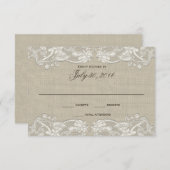 Floral Lace Design Huwelijksreactie RSVP Kaartje (Voorkant / Achterkant)