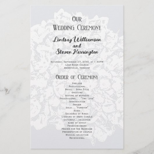 Floral Lace Flat Wedding Ceremony Programme (Voorkant)
