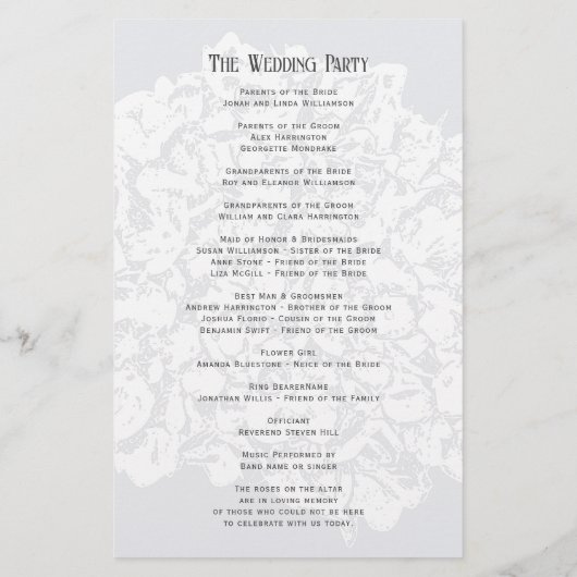 Floral Lace Flat Wedding Ceremony Programme (Achterkant)