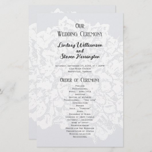 Floral Lace Flat Wedding Ceremony Programme (Voorkant / Achterkant)
