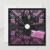 Floral Lace Invite met Diamond Bow Kaart (Voorkant)