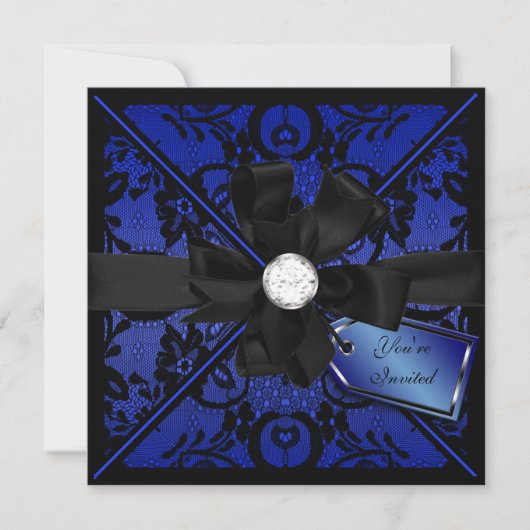 Floral Lace Invite met Diamond Bow Kaart (Voorkant)