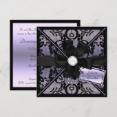Floral Lace Invite met Diamond Bow Kaart (Voorkant / Achterkant)