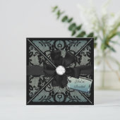 Floral Lace Invite met Diamond Bow Kaart (Staand voorkant)