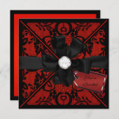 Floral Lace Invite met Diamond Bow Kaart (Voorkant / Achterkant)