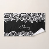 Floral Lace Jouw naam Black White Bad Handdoek (Handdoek)