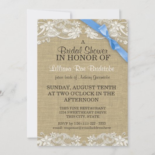 Floral Lace ontwerp en Ribbon Vrijgezellenfeest Kaart (Voorkant)