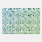 Floral Lace Pattern Blue en Green Inpakpapier Vel (Voorkant 3)