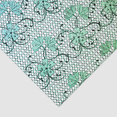 Floral Lace Pattern Blue en Green Tissuepapier (Detail)