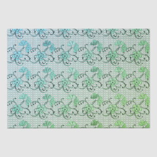 Floral Lace Pattern Blue en Green Tissuepapier