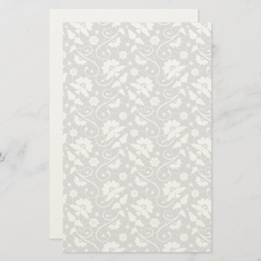 Floral Lace Pattern Briefpapier (Voorkant / Achterkant)