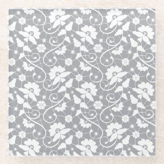 Floral Lace Pattern Glazen Onderzetter (Voorkant)