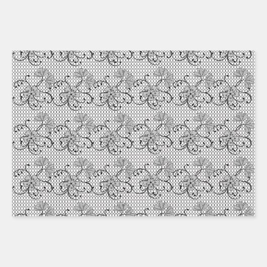 Floral Lace Pattern Inpakpapier Vel (Voorkant 3)