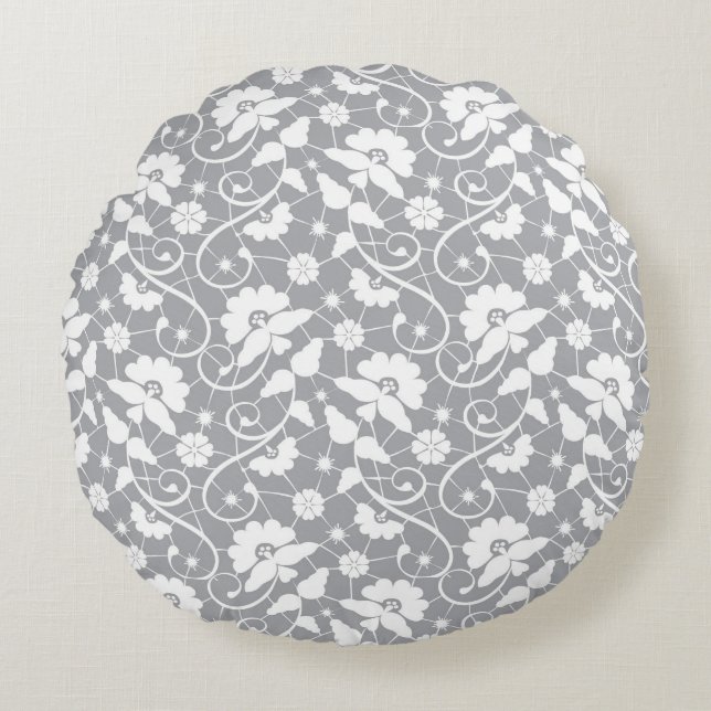 Floral Lace Pattern Rond Kussen (Voorkant)