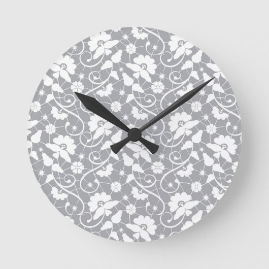 Floral Lace Pattern Ronde Klok (Voorkant)