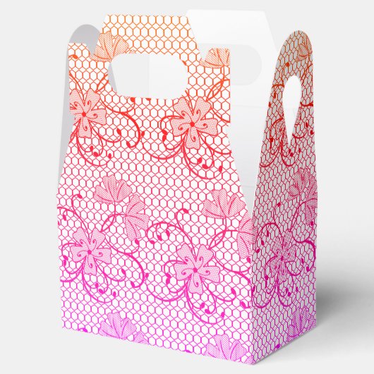 Floral Lace Pattern Shades of Pink and Oranje Bedankdoosjes (Geopend)