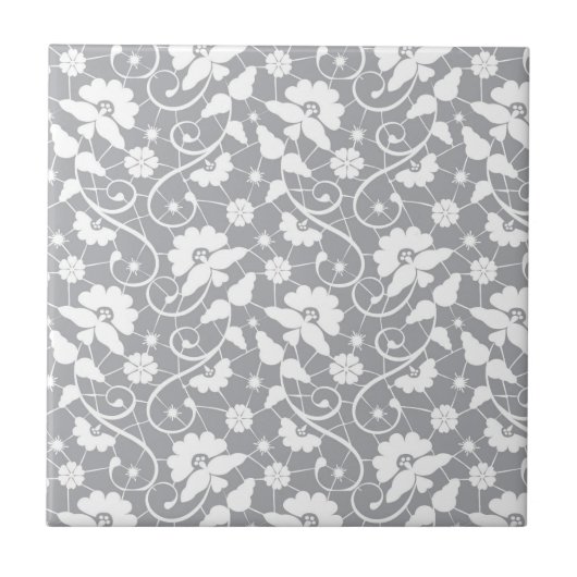 Floral Lace Pattern Tegeltje (Voorkant)