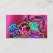 FLORAL LACE PINK FUCHSIA SILK CLOTH, GEM MONOGRAM VISITEKAARTJE (Achterkant)