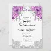 Floral Lace Quinceanera Kaart (Voorkant)