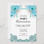 Floral Lace Quinceanera Kaart (Voorkant)