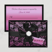 Floral Lace RSVP met Diamond Bow Kaartje (Voorkant / Achterkant)