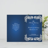 Floral Lace Sapphire Blue Wedding Programme (Staand voorkant)
