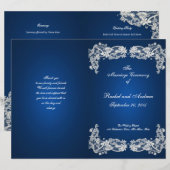 Floral Lace Sapphire Blue Wedding Programme (Voorkant / Achterkant)