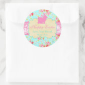 Floral Lace Shabby Chic Happy Easter gepersonalise Ronde Sticker (Tas)