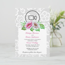Floral & Lace Virtual Wedding Invite Kaart