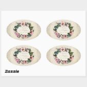 Floral Lace Wilde Roze Roze Formele ronde Ovale Sticker (Vel)