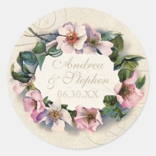  Floral Lace Wilde Roze Roze Formele ronde Sticker