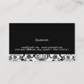  Floral Lacey Elegant Trendy Monogram Black Visitekaartje (Achterkant)