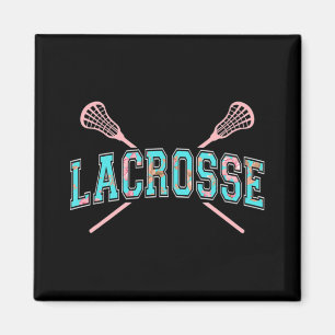 Floral Lacrosse Crossed Sticks LAX Girly Blauwgroe Magneet