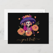 Floral Lady Skeleton Dia de los Muertos Briefkaart (Voorkant / Achterkant)