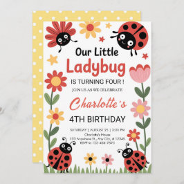 Floral ladybug birthday kaart