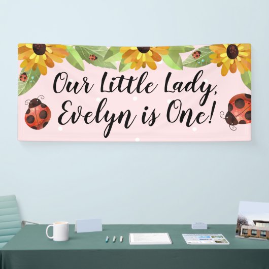 Floral Ladybug Birthday Party Banner (Beurs)