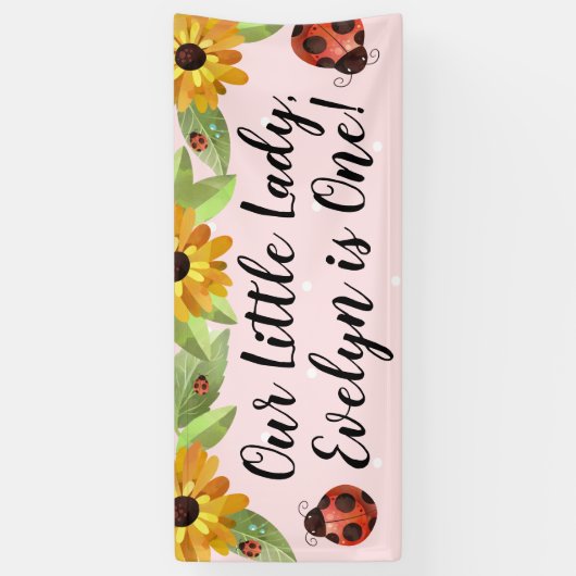 Floral Ladybug Birthday Party Banner (Verticaal)
