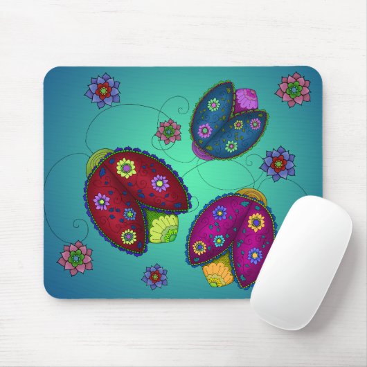 Floral Ladybugs Mousepad Muismat (Met muis)
