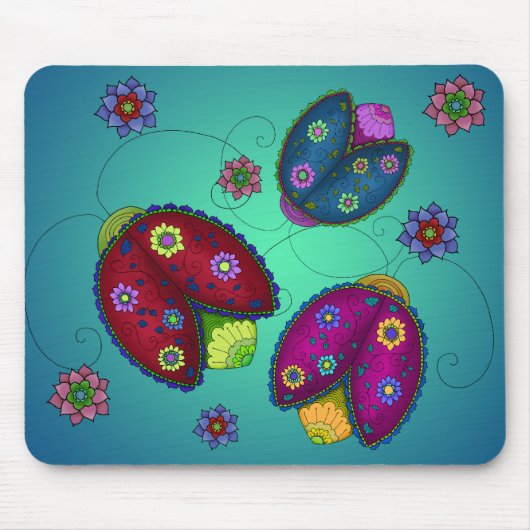 Floral Ladybugs Mousepad Muismat (Voorkant)