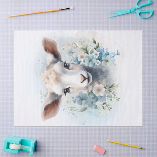 Floral Lamb Sheep Waterverf Tissuepapier (Craft)