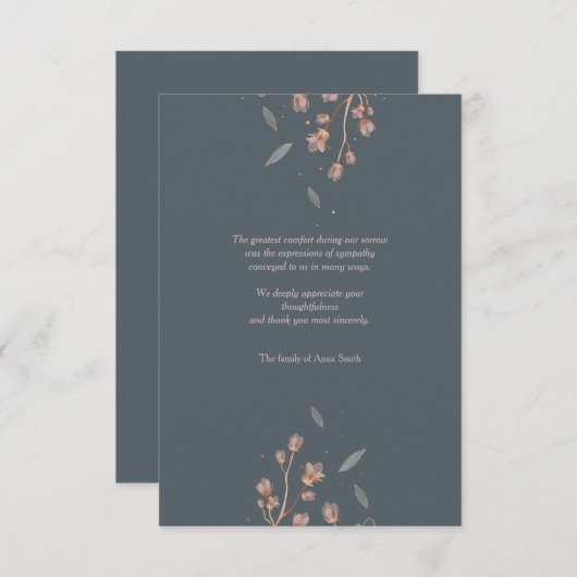 Floral Lamentation Sympathie Hartelijk dank Kaart (Voorkant / Achterkant)