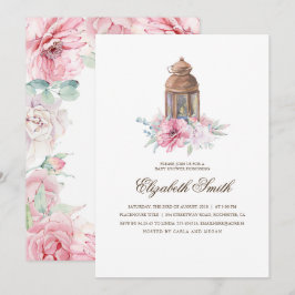 Floral Lantern Baby shower Kaart