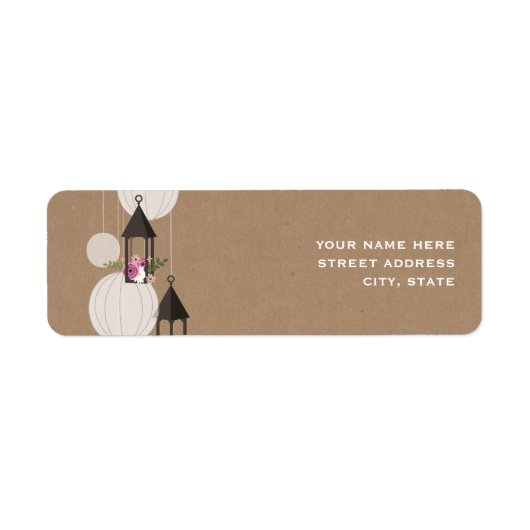 Floral Lanterns Cardstock Geïnspireerd Adreslabel Etiket (Voorkant)