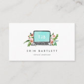 Floral Laptop Monogram | Virtual Assistant Visitekaartje (Voorkant)