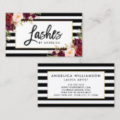 Floral Lashes Striped Visitekaartje (Voorkant / Achterkant)