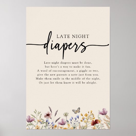 Floral late nachtelijke diapers poster (Voorkant)