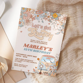 Floral Laten we Groovy Retro Birthday Party halen Kaart