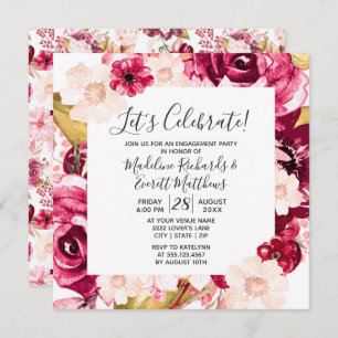 Floral Laten we verlovingsfeest uitnodiging vieren